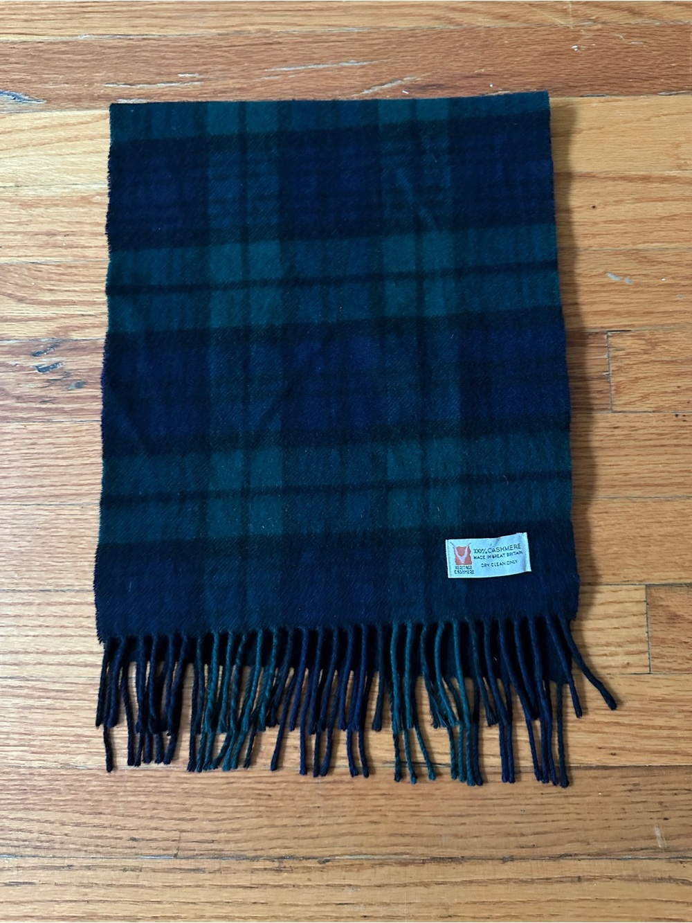 Heritage Cashmere Scarf 100% Cashmere Black Watch Tartan Plaid Made in UK